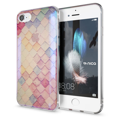 NALIA Handyhülle kompatibel mit iPhone SE 2020 / 8 / 7 Hülle, Motiv Case Silikon Cover Glänzend Durchsichtig Dünn, Glitzer Schutzhülle Handy-Tasche Backcover Bumper TPU Etui Colored Tiles NALIA Protective Hülle