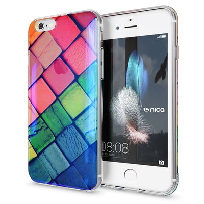 NALIA Handyhülle kompatibel mit iPhone 6 6S, Motiv Glitzer Design Slim Silikon Case Cover, Crystal Schutzhülle Dünn Durchsichtig, Handy-Tasche Hülle Backcover Bumper Etui Pastel Geometry NALIA Protective Hülle