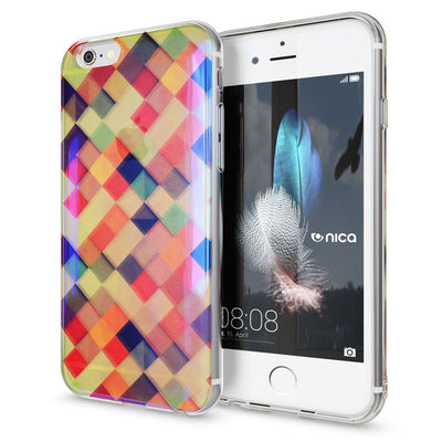 NALIA Handyhülle kompatibel mit iPhone 6 6S, Motiv Glitzer Design Slim Silikon Case Cover, Crystal Schutzhülle Dünn Durchsichtig, Handy-Tasche Hülle Backcover Bumper Etui Pastel Geometry NALIA Protective Hülle