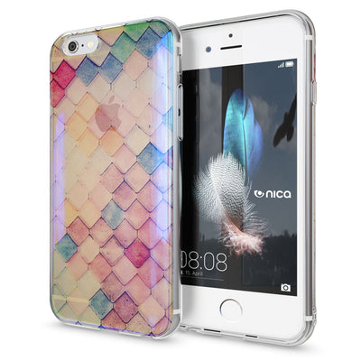NALIA Handyhülle kompatibel mit iPhone 6 6S, Motiv Glitzer Design Slim Silikon Case Cover, Crystal Schutzhülle Dünn Durchsichtig, Handy-Tasche Hülle Backcover Bumper Etui Pastel Geometry NALIA Protective Hülle