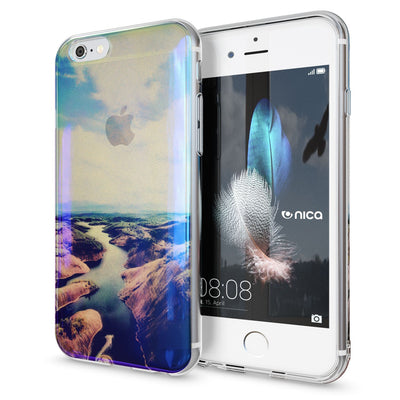 NALIA Handyhülle kompatibel mit iPhone 6 6S, Motiv Glitzer Design Slim Silikon Case Cover, Crystal Schutzhülle Dünn Durchsichtig, Handy-Tasche Hülle Backcover Bumper Etui Pastel Geometry NALIA Protective Hülle