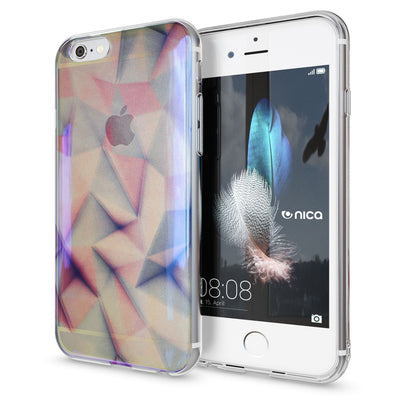 NALIA Handyhülle kompatibel mit iPhone 6 6S, Motiv Glitzer Design Slim Silikon Case Cover, Crystal Schutzhülle Dünn Durchsichtig, Handy-Tasche Hülle Backcover Bumper Etui Pastel Geometry NALIA Protective Hülle