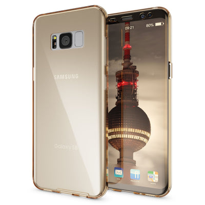 NALIA 360 Grad Hülle kompatibel mit Samsung Galaxy S8, Full Cover Rundum Doppel-Schutz Handyhülle, Dünnes Ganzkörper Silikon Case, Transparente Schutzhülle Vorne & Hinten Schale Gold NALIA Protective Hülle