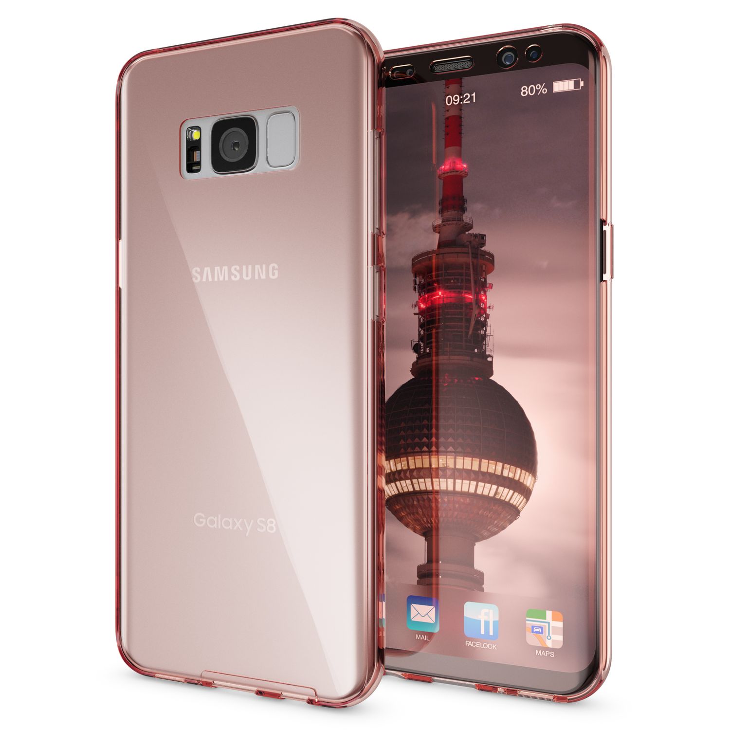 NALIA 360 Grad Hülle für Samsung Galaxy S8 Plus, Full Cover Rundum Doppel Schutz Gold NALIA