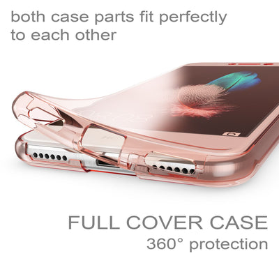 NALIA 360 Grad Hülle kompatibel mit Huawei P8 Lite 2017, Full Cover Rundum Doppel-Schutz Handyhülle, Dünnes Ganzkörper Silikon Case, Transparente Schutzhülle Vorne & Hinten Schale Rose Gold NALIA Protective Hülle