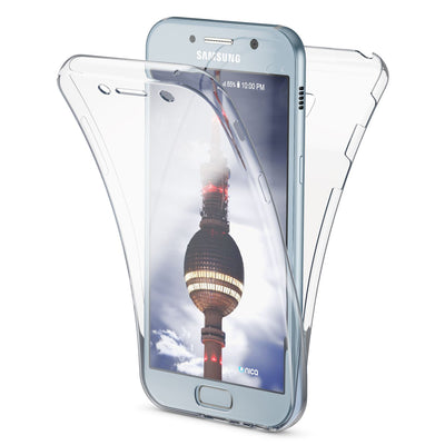 NALIA 360 Grad Hülle kompatibel mit Samsung Galaxy A5 2017, Full Cover Rundum Doppel-Schutz Handyhülle, Dünnes Ganzkörper Silikon Case, Transparente Schutzhülle Vorne & Hinten Transparent NALIA Protective Hülle