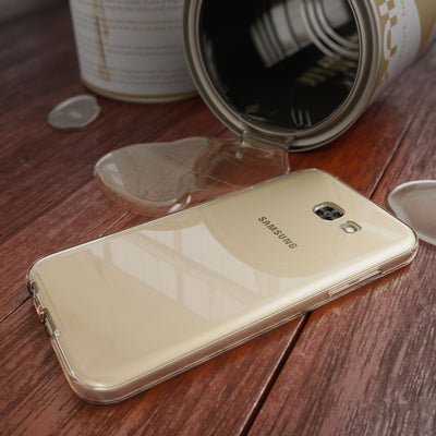 NALIA 360 Grad Hülle kompatibel mit Samsung Galaxy A5 2017, Full Cover Rundum Doppel-Schutz Handyhülle, Dünnes Ganzkörper Silikon Case, Transparente Schutzhülle Vorne & Hinten Gold NALIA Protective Hülle