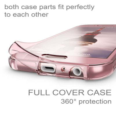 NALIA 360 Grad Hülle kompatibel mit Samsung Galaxy A5 2017, Full Cover Rundum Doppel-Schutz Handyhülle, Dünnes Ganzkörper Silikon Case, Transparente Schutzhülle Vorne & Hinten Rose Gold NALIA Protective Hülle