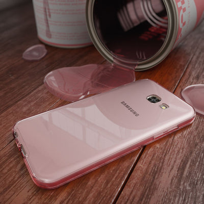 NALIA 360 Grad Hülle kompatibel mit Samsung Galaxy A5 2017, Full Cover Rundum Doppel-Schutz Handyhülle, Dünnes Ganzkörper Silikon Case, Transparente Schutzhülle Vorne & Hinten Rose Gold NALIA Protective Hülle