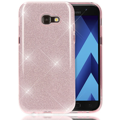 NALIA Handyhülle kompatibel mit Samsung Galaxy A5 2017, Glitzer Slim Silikon-Case Back-Cover Schutzhülle, Glitter Sparkle Handy-Tasche Bumper, Dünne Bling Strass Smart-Phone Hülle Pink NALIA Protective Hülle