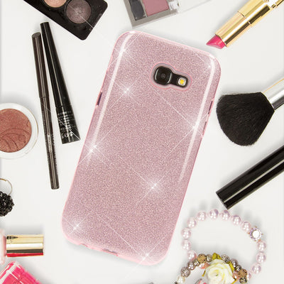 NALIA Handyhülle kompatibel mit Samsung Galaxy A5 2017, Glitzer Slim Silikon-Case Back-Cover Schutzhülle, Glitter Sparkle Handy-Tasche Bumper, Dünne Bling Strass Smart-Phone Hülle Pink NALIA Protective Hülle
