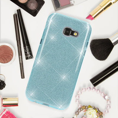 NALIA Handyhülle kompatibel mit Samsung Galaxy A5 2017, Glitzer Slim Silikon-Case Back-Cover Schutzhülle, Glitter Sparkle Handy-Tasche Bumper, Dünne Bling Strass Smart-Phone Hülle Türkis NALIA Protective Hülle