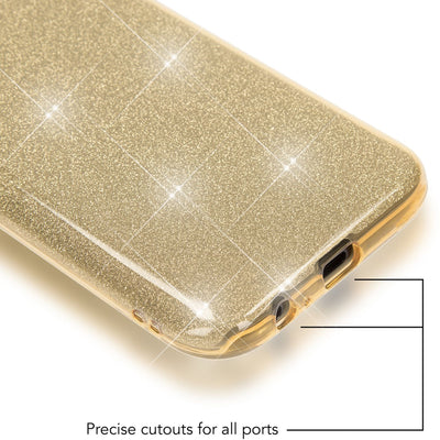 NALIA Handyhülle kompatibel mit Samsung Galaxy A5 2017, Glitzer Slim Silikon-Case Back-Cover Schutzhülle, Glitter Sparkle Handy-Tasche Bumper, Dünne Bling Strass Smart-Phone Hülle Gold NALIA Protective Hülle