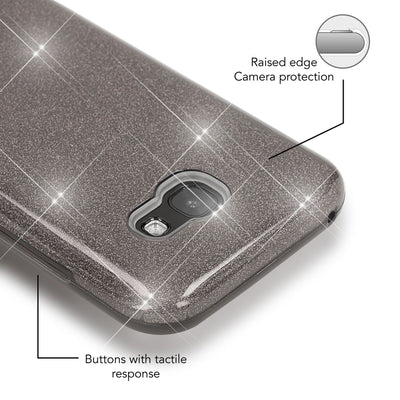 NALIA Handyhülle kompatibel mit Samsung Galaxy A5 2017, Glitzer Slim Silikon-Case Back-Cover Schutzhülle, Glitter Sparkle Handy-Tasche Bumper, Dünne Bling Strass Smart-Phone Hülle Schwarz NALIA Protective Hülle