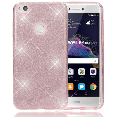 NALIA Handyhülle kompatibel mit Huawei P8 Lite 2017, Glitzer Slim Silikon-Case Back-Cover Schutzhülle, Glitter Sparkle Handy-Tasche Bumper, Dünne Bling Strass Smart-Phone Hülle Gold NALIA Protective Hülle