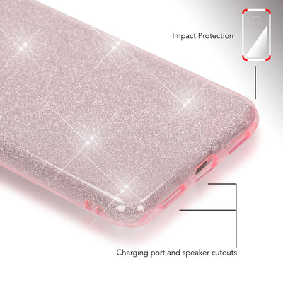 NALIA Handyhülle kompatibel mit Huawei P8 Lite 2017, Glitzer Slim Silikon-Case Back-Cover Schutzhülle, Glitter Sparkle Handy-Tasche Bumper, Dünne Bling Strass Smart-Phone Hülle Gold NALIA Protective Hülle