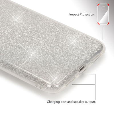 NALIA Handyhülle kompatibel mit Huawei P8 Lite 2017, Glitzer Slim Silikon-Case Back-Cover Schutzhülle, Glitter Sparkle Handy-Tasche Bumper, Dünne Bling Strass Smart-Phone Hülle NALIA Protective Hülle