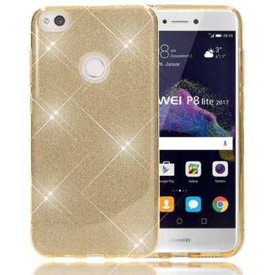 NALIA Handyhülle kompatibel mit Huawei P8 Lite 2017, Glitzer Slim Silikon-Case Back-Cover Schutzhülle, Glitter Sparkle Handy-Tasche Bumper, Dünne Bling Strass Smart-Phone Hülle Gold NALIA Protective Hülle