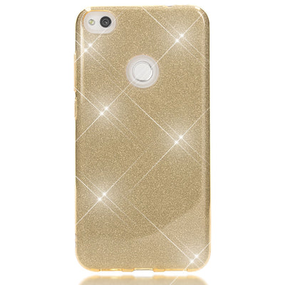 NALIA Handyhülle kompatibel mit Huawei P8 Lite 2017, Glitzer Slim Silikon-Case Back-Cover Schutzhülle, Glitter Sparkle Handy-Tasche Bumper, Dünne Bling Strass Smart-Phone Hülle Gold NALIA Protective Hülle