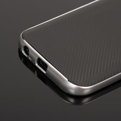 NALIA Handyhülle kompatibel mit Samsung Galaxy A5 2017, Carbon Design mit Metall-Look Rahmen Ultra-Slim Schutzhülle Silikon Case, Dünne Etui Hülle Handy-Tasche Smart-Phone Back-Cover Silber NALIA Protective Hülle