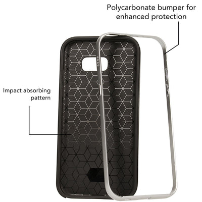 NALIA Handyhülle kompatibel mit Samsung Galaxy A5 2017, Carbon Design mit Metall-Look Rahmen Ultra-Slim Schutzhülle Silikon Case, Dünne Etui Hülle Handy-Tasche Smart-Phone Back-Cover Silber NALIA Protective Hülle