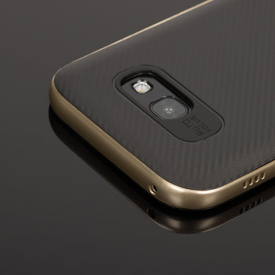 NALIA Handyhülle kompatibel mit Samsung Galaxy A5 2017, Carbon Design mit Metall-Look Rahmen Ultra-Slim Schutzhülle Silikon Case, Dünne Etui Hülle Handy-Tasche Smart-Phone Back-Cover Gold NALIA Protective Hülle