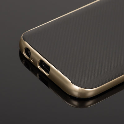 NALIA Handyhülle kompatibel mit Samsung Galaxy A5 2017, Carbon Design mit Metall-Look Rahmen Ultra-Slim Schutzhülle Silikon Case, Dünne Etui Hülle Handy-Tasche Smart-Phone Back-Cover Gold NALIA Protective Hülle