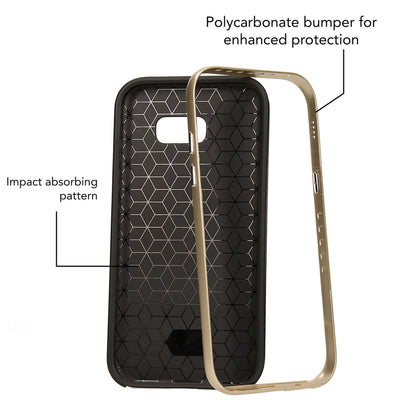 NALIA Handyhülle kompatibel mit Samsung Galaxy A5 2017, Carbon Design mit Metall-Look Rahmen Ultra-Slim Schutzhülle Silikon Case, Dünne Etui Hülle Handy-Tasche Smart-Phone Back-Cover Gold NALIA Protective Hülle