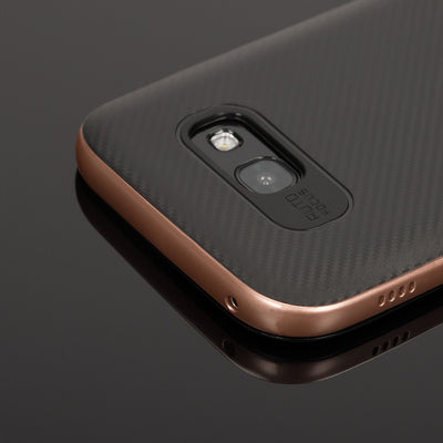 NALIA Handyhülle kompatibel mit Samsung Galaxy A5 2017, Carbon Design mit Metall-Look Rahmen Ultra-Slim Schutzhülle Silikon Case, Dünne Etui Hülle Handy-Tasche Smart-Phone Back-Cover Rose Gold NALIA Protective Hülle
