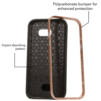 NALIA Handyhülle kompatibel mit Samsung Galaxy A5 2017, Carbon Design mit Metall-Look Rahmen Ultra-Slim Schutzhülle Silikon Case, Dünne Etui Hülle Handy-Tasche Smart-Phone Back-Cover Rose Gold NALIA Protective Hülle