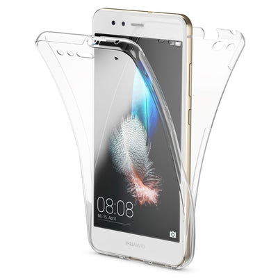 NALIA 360 Grad Hülle kompatibel mit Huawei P10 Lite, Full Cover Vorne Hinten Rundum Schutzhülle, Dünnes Ganzkörper Silikon Case Transparent Handyhülle Display Rückseite Etui Transparent NALIA Protective Hülle