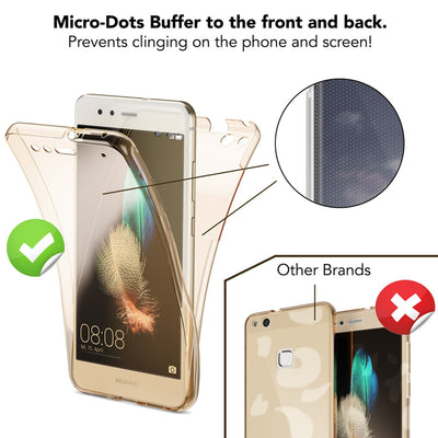 NALIA 360 Grad Hülle kompatibel mit Huawei P10 Lite, Full Cover Vorne Hinten Rundum Schutzhülle, Dünnes Ganzkörper Silikon Case Transparent Handyhülle Display Rückseite Etui Transparent NALIA Protective Hülle