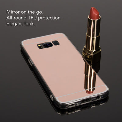 NALIA Spiegel Hülle kompatibel mit Samsung Galaxy S8, Ultra-Slim Mirror Case TPU Silikon Handyhülle, Dünne Schutzhülle Back-Cover verspiegelt, Handy-Tasche Bumper Smart-Phone Etui Rose Gold NALIA Protective Hülle