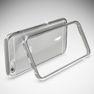 NALIA Handyhülle kompatibel mit iPhone 6 6S, Durchsichtiges Slim Silikon Case Hülle Transparente Rückseite & Farbiger Strass Bumper, Crystal Schutzhülle Back-Cover Skin Etui Dünn NALIA Protective Hülle