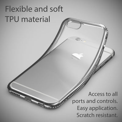 NALIA Handyhülle kompatibel mit iPhone 6 6S, Durchsichtiges Slim Silikon Case Hülle Transparente Rückseite & Farbiger Strass Bumper, Crystal Schutzhülle Back-Cover Skin Etui Dünn NALIA Protective Hülle