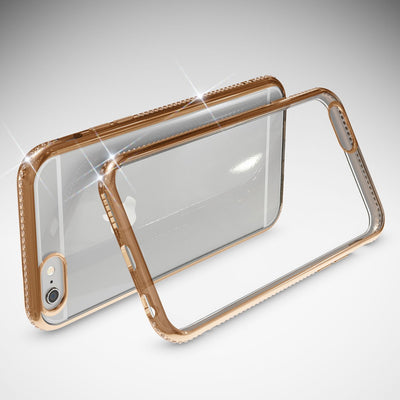 NALIA Handyhülle kompatibel mit iPhone 6 6S, Durchsichtiges Slim Silikon Case Hülle Transparente Rückseite & Farbiger Strass Bumper, Crystal Schutzhülle Back-Cover Skin Etui Dünn NALIA Protective Hülle