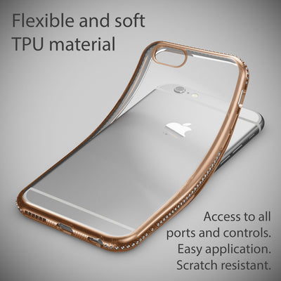 NALIA Handyhülle kompatibel mit iPhone 6 6S, Durchsichtiges Slim Silikon Case Hülle Transparente Rückseite & Farbiger Strass Bumper, Crystal Schutzhülle Back-Cover Skin Etui Dünn NALIA Protective Hülle