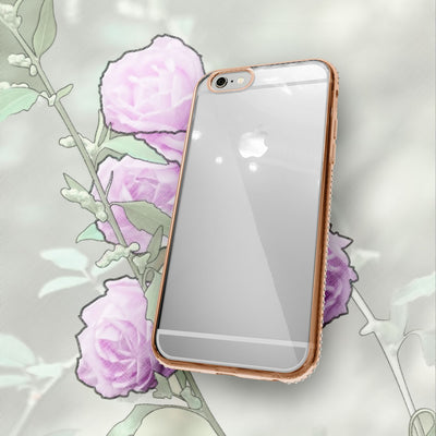 NALIA Handyhülle kompatibel mit iPhone 6 6S, Durchsichtiges Slim Silikon Case Hülle Transparente Rückseite & Farbiger Strass Bumper, Crystal Schutzhülle Back-Cover Skin Etui Dünn NALIA Protective Hülle