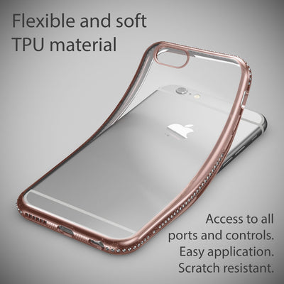 NALIA Handyhülle kompatibel mit iPhone 6 6S, Durchsichtiges Slim Silikon Case Hülle Transparente Rückseite & Farbiger Strass Bumper, Crystal Schutzhülle Back-Cover Skin Etui Dünn NALIA Protective Hülle