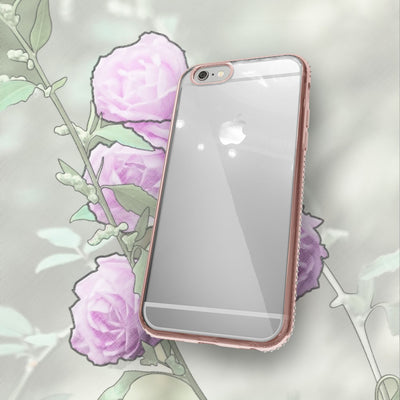 NALIA Handyhülle kompatibel mit iPhone 6 6S, Durchsichtiges Slim Silikon Case Hülle Transparente Rückseite & Farbiger Strass Bumper, Crystal Schutzhülle Back-Cover Skin Etui Dünn NALIA Protective Hülle