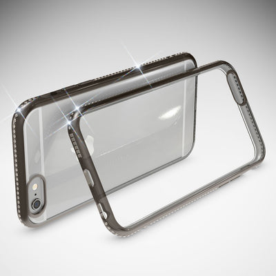 NALIA Handyhülle kompatibel mit iPhone 6 6S, Durchsichtiges Slim Silikon Case Hülle Transparente Rückseite & Farbiger Strass Bumper, Crystal Schutzhülle Back-Cover Skin Etui Dünn Schwarz NALIA Protective Hülle