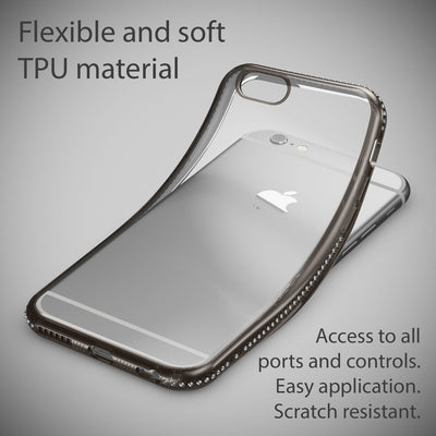 NALIA Handyhülle kompatibel mit iPhone 6 6S, Durchsichtiges Slim Silikon Case Hülle Transparente Rückseite & Farbiger Strass Bumper, Crystal Schutzhülle Back-Cover Skin Etui Dünn Schwarz NALIA Protective Hülle