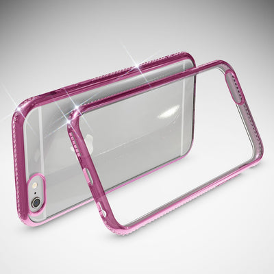 NALIA Handyhülle kompatibel mit iPhone 6 6S, Durchsichtiges Slim Silikon Case Hülle Transparente Rückseite & Farbiger Strass Bumper, Crystal Schutzhülle Back-Cover Skin Etui Dünn NALIA Protective Hülle