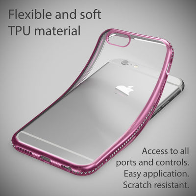 NALIA Handyhülle kompatibel mit iPhone 6 6S, Durchsichtiges Slim Silikon Case Hülle Transparente Rückseite & Farbiger Strass Bumper, Crystal Schutzhülle Back-Cover Skin Etui Dünn NALIA Protective Hülle
