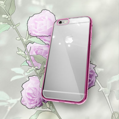 NALIA Handyhülle kompatibel mit iPhone 6 6S, Durchsichtiges Slim Silikon Case Hülle Transparente Rückseite & Farbiger Strass Bumper, Crystal Schutzhülle Back-Cover Skin Etui Dünn NALIA Protective Hülle