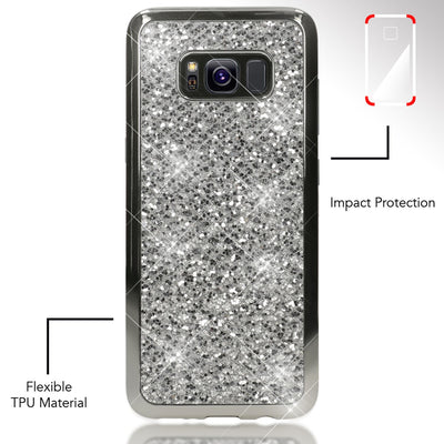 NALIA Handyhülle kompatibel mit Samsung Galaxy S8 Plus, Glitzer Slim Silikon-Case Back-Cover Schutzhülle, Glitter Sparkle Handy-Tasche Bumper, Dünne Bling Strass Smart-Phone Hülle Rot NALIA Protective Hülle
