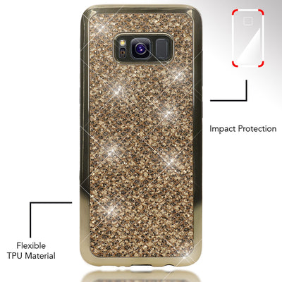 NALIA Handyhülle kompatibel mit Samsung Galaxy S8 Plus, Glitzer Slim Silikon-Case Back-Cover Schutzhülle, Glitter Sparkle Handy-Tasche Bumper, Dünne Bling Strass Smart-Phone Hülle Rot NALIA Protective Hülle