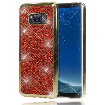 NALIA Handyhülle kompatibel mit Samsung Galaxy S8 Plus, Glitzer Slim Silikon-Case Back-Cover Schutzhülle, Glitter Sparkle Handy-Tasche Bumper, Dünne Bling Strass Smart-Phone Hülle Rot NALIA Protective Hülle