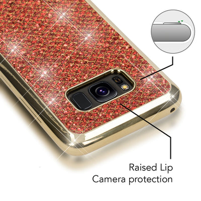 NALIA Handyhülle kompatibel mit Samsung Galaxy S8 Plus, Glitzer Slim Silikon-Case Back-Cover Schutzhülle, Glitter Sparkle Handy-Tasche Bumper, Dünne Bling Strass Smart-Phone Hülle Rot NALIA Protective Hülle