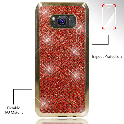 NALIA Handyhülle kompatibel mit Samsung Galaxy S8 Plus, Glitzer Slim Silikon-Case Back-Cover Schutzhülle, Glitter Sparkle Handy-Tasche Bumper, Dünne Bling Strass Smart-Phone Hülle Rot NALIA Protective Hülle